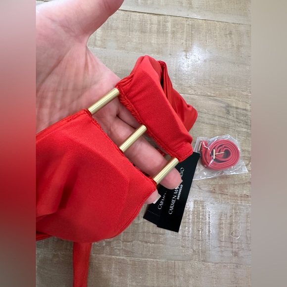 Carmen Marc Valvo swim bandeau bikini top convertible halter strapless - Picture 9 of 13